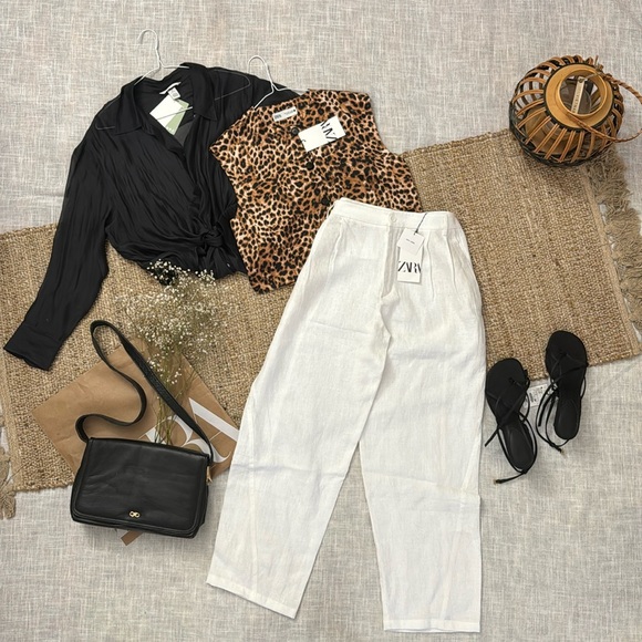 ZARA 100% LINEN PANTS WITH DARTS ZW COLLECTION - Picture 2 of 11